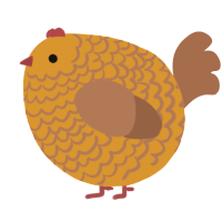 A orange and brown chicken with a lace pattern