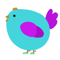 A aqua and amethyst chicken