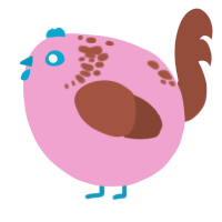 A pink and russet chicken with a neck-speckle pattern