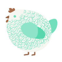 A white and mint chicken with a double-lace pattern
