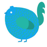 A sky and turquoise chicken with a lace pattern
