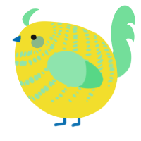 A yellow and spring chicken with a bar pattern