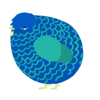 A ultramarine and turquoise chicken with a lace pattern