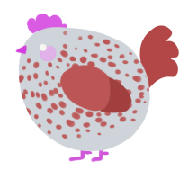 A mist and red chicken with a speckle pattern