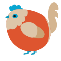 A vermilion and beige chicken with a head pattern