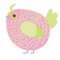 A pink and lemon chicken with a lace pattern