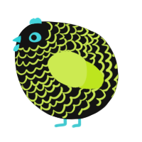 A black and lime chicken with a lace pattern