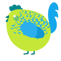 A lime and sky chicken with a half-lace pattern