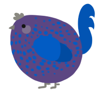 A overcast and ultramarine chicken with a speckle pattern