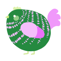 A viridian and lavender chicken with a bar pattern