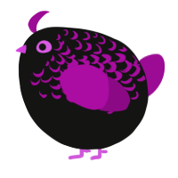 A black and plum chicken with a half-lace pattern