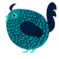 A teal and tumblr chicken with a lace pattern