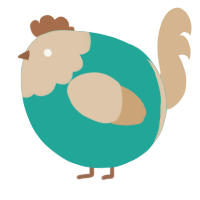 A turquoise and beige chicken with a head pattern