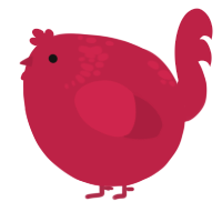 A crimson chicken with a neck-speckle pattern
