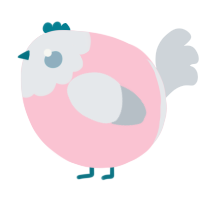 A rose and mist chicken with a head pattern