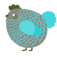 A ash and aqua chicken with a lace pattern