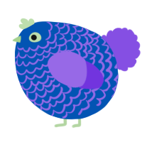 A ultramarine and blurple chicken with a lace pattern