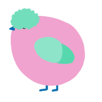 A pink and mint chicken