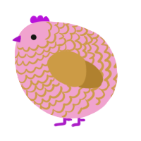 A pink and gold chicken with a lace pattern