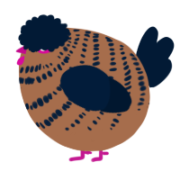 A brown and tumblr chicken with a bar pattern