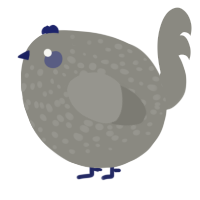 A ash chicken with a speckle pattern