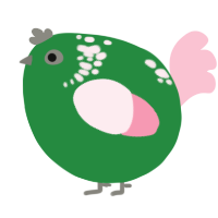 A viridian and rose chicken with a neck-speckle pattern