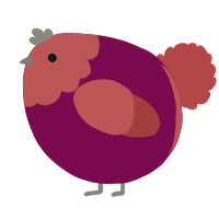 A wine and red chicken with a head pattern