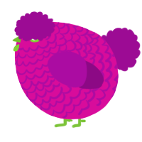 A fuchsia and plum chicken with a lace pattern
