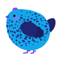 A sky and navy chicken with a speckle pattern