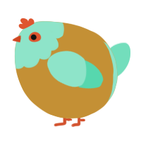 A gold and mint chicken with a head pattern