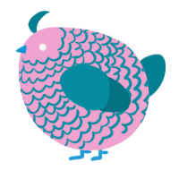 A pink and sea chicken with a lace pattern