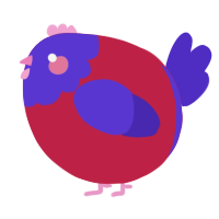 A crimson and indigo chicken with a head pattern