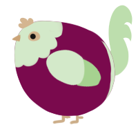 A wine and gluppy chicken with a head pattern