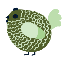A olive and gluppy chicken with a lace pattern