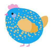 A sky and honey chicken with a speckle pattern