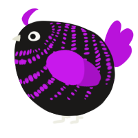 A sable and amethyst chicken with a bar pattern