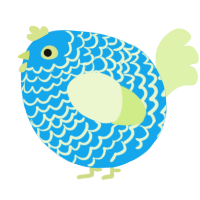 A sky and apple chicken with a lace pattern