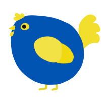 A ultramarine and yellow chicken