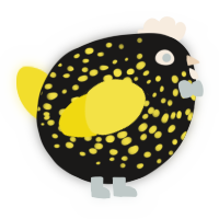 A sable and yellow chicken with a speckle pattern