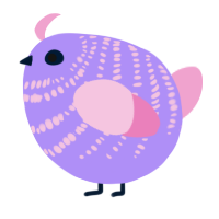 A lilac and pink chicken with a bar pattern