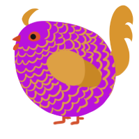 A amethyst and orange chicken with a lace pattern