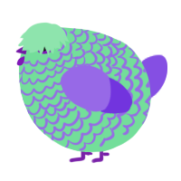 A spring and blurple chicken with a lace pattern