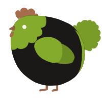 A sable and chartreuse chicken with a head pattern