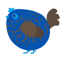 A ultramarine and bark chicken with a speckle pattern