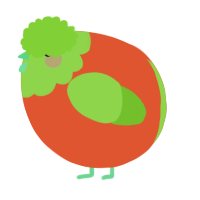 A vermilion and grass chicken with a head pattern