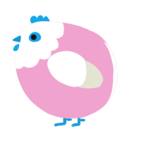 A pink and white chicken with a head pattern