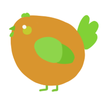 A orange and grass chicken