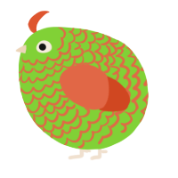 A grass and vermilion chicken with a lace pattern