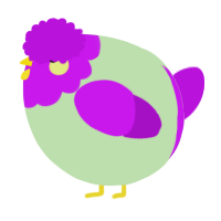 A gluppy and amethyst chicken with a head pattern
