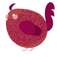 A red and maroon chicken with a double-lace pattern